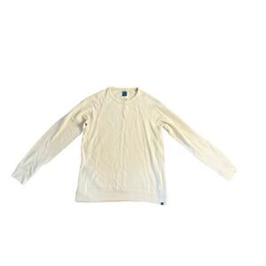 Men M Jason Scott Made in Peru Long Slv Crew White Tee Shirt Top Modal Cotton